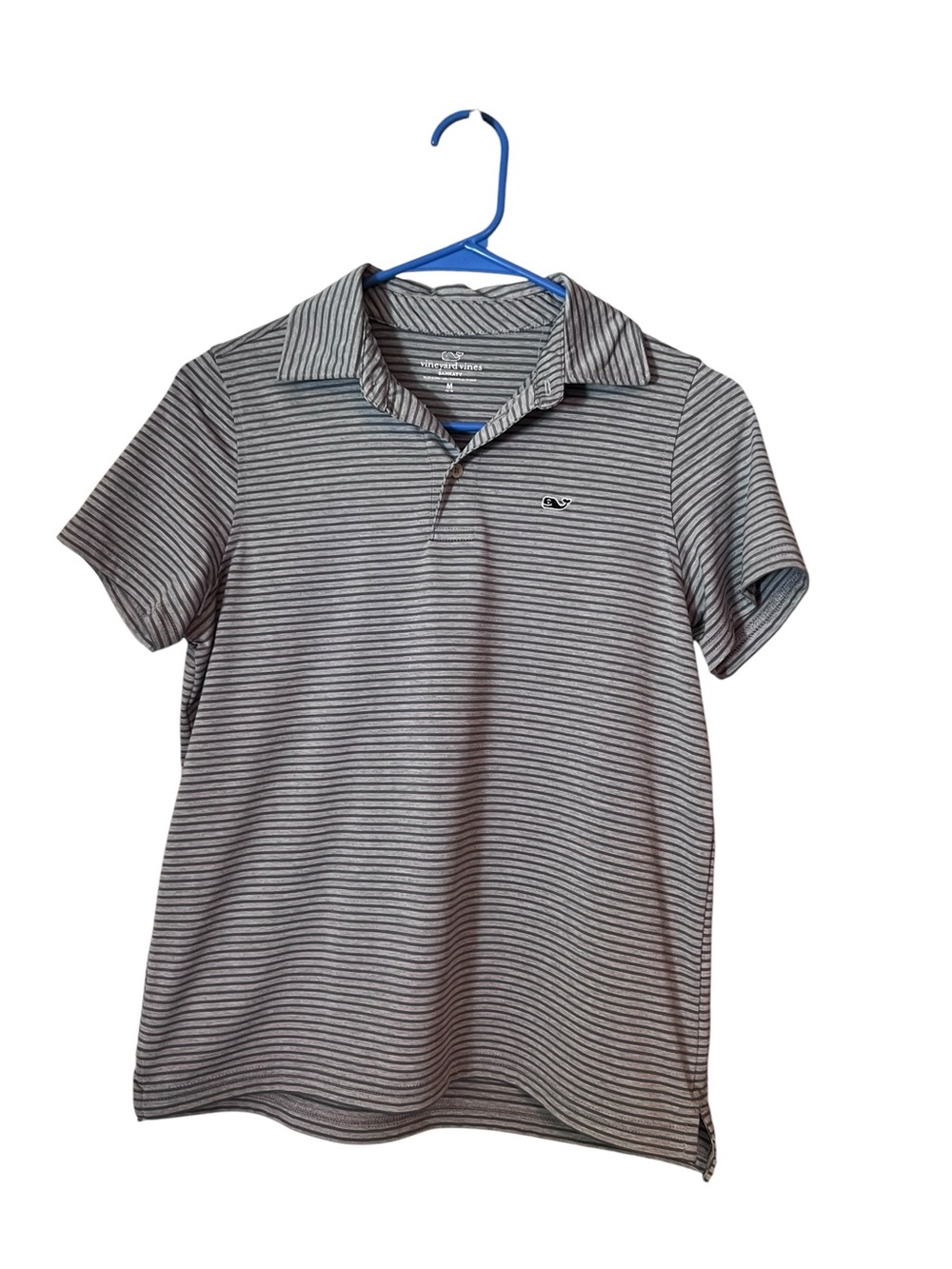 Vineyard Vines Sankaty Boy’s Gray Thin-Stripe Polo Size 12-14